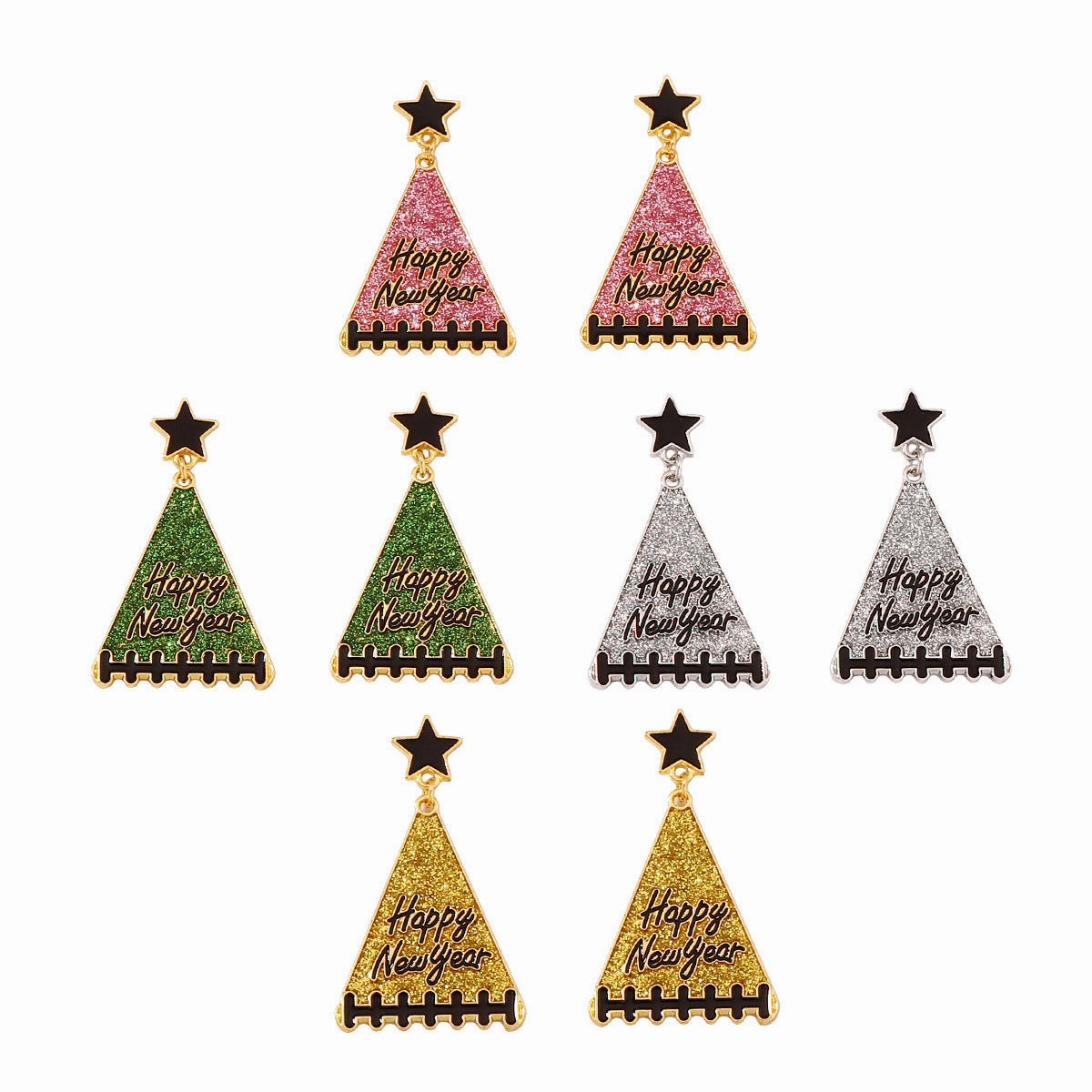 Wholesale New Year Tree Star Zinc Alloy Earrings