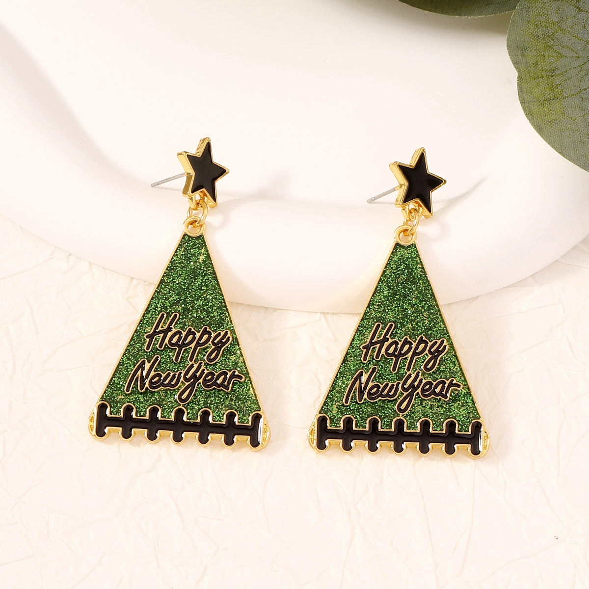 Wholesale New Year Tree Star Zinc Alloy Earrings