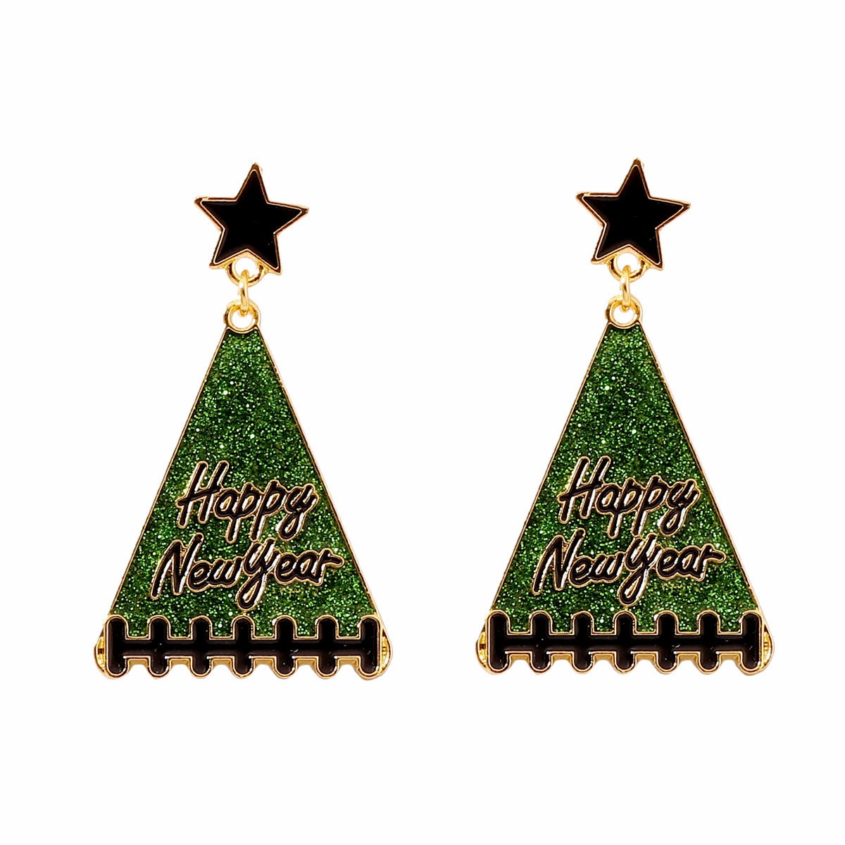 Wholesale New Year Tree Star Zinc Alloy Earrings