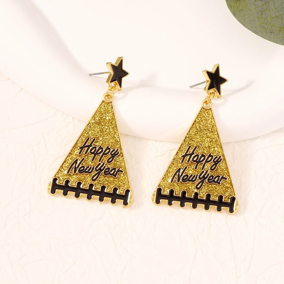Wholesale New Year Tree Star Zinc Alloy Earrings