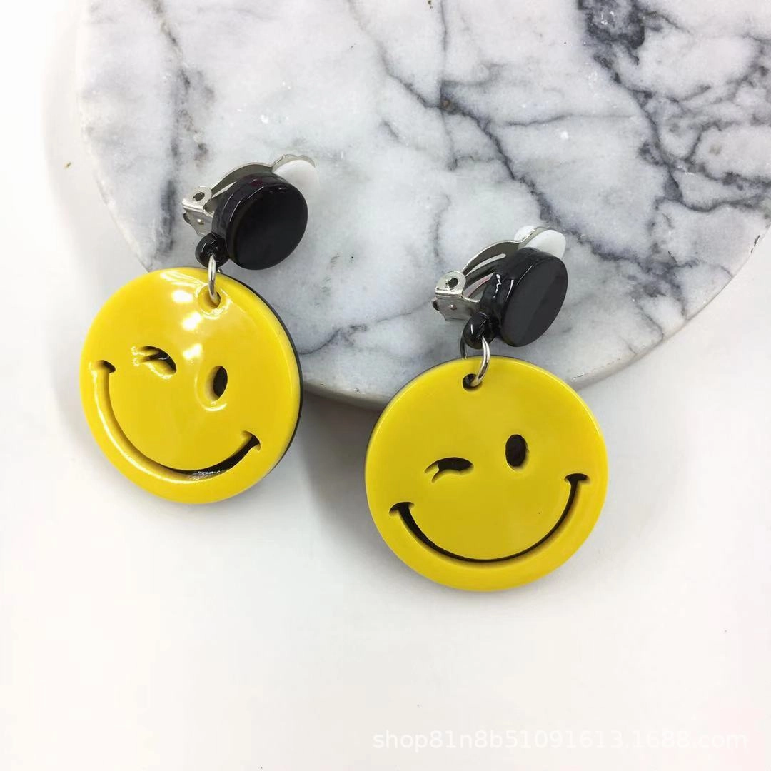 Wholesale No-piercing Acrylic Smiley Face Cartoon Cute Ear Clip