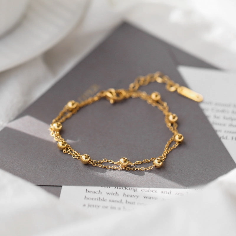 Wholesale Non-fading Double Layer Simple Bead Bracelet