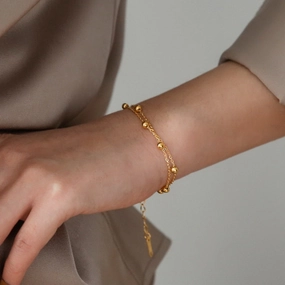 Wholesale Non-fading Double Layer Simple Bead Bracelet