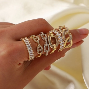 Wholesale Non Fading Zircon Copper Rings