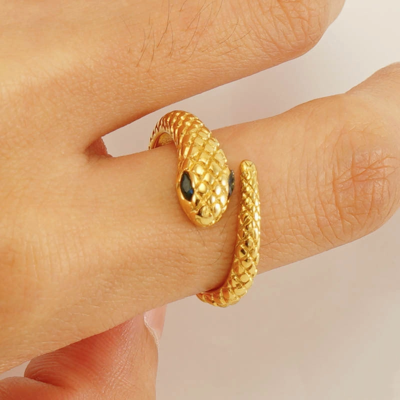 Wholesale Non-gold Diamond Snake Shape Open Ring