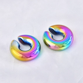 Wholesale Non-pierced Colorful Electroplated Ear Clip Titanium Steel 18k Gold Earrings