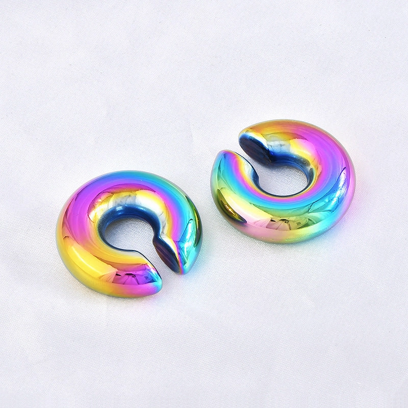 Wholesale Non-pierced Colorful Electroplated Ear Clip Titanium Steel 18k Gold Earrings