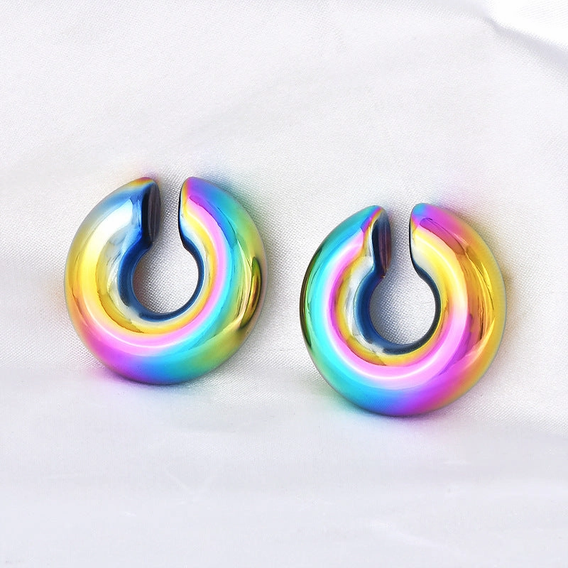 Wholesale Non-pierced Colorful Electroplated Ear Clip Titanium Steel 18k Gold Earrings