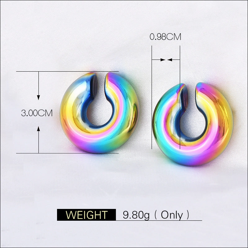 Wholesale Non-pierced Colorful Electroplated Ear Clip Titanium Steel 18k Gold Earrings