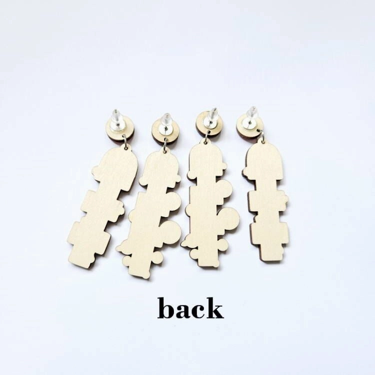 Wholesale Number Jump Game Wooden Earrings