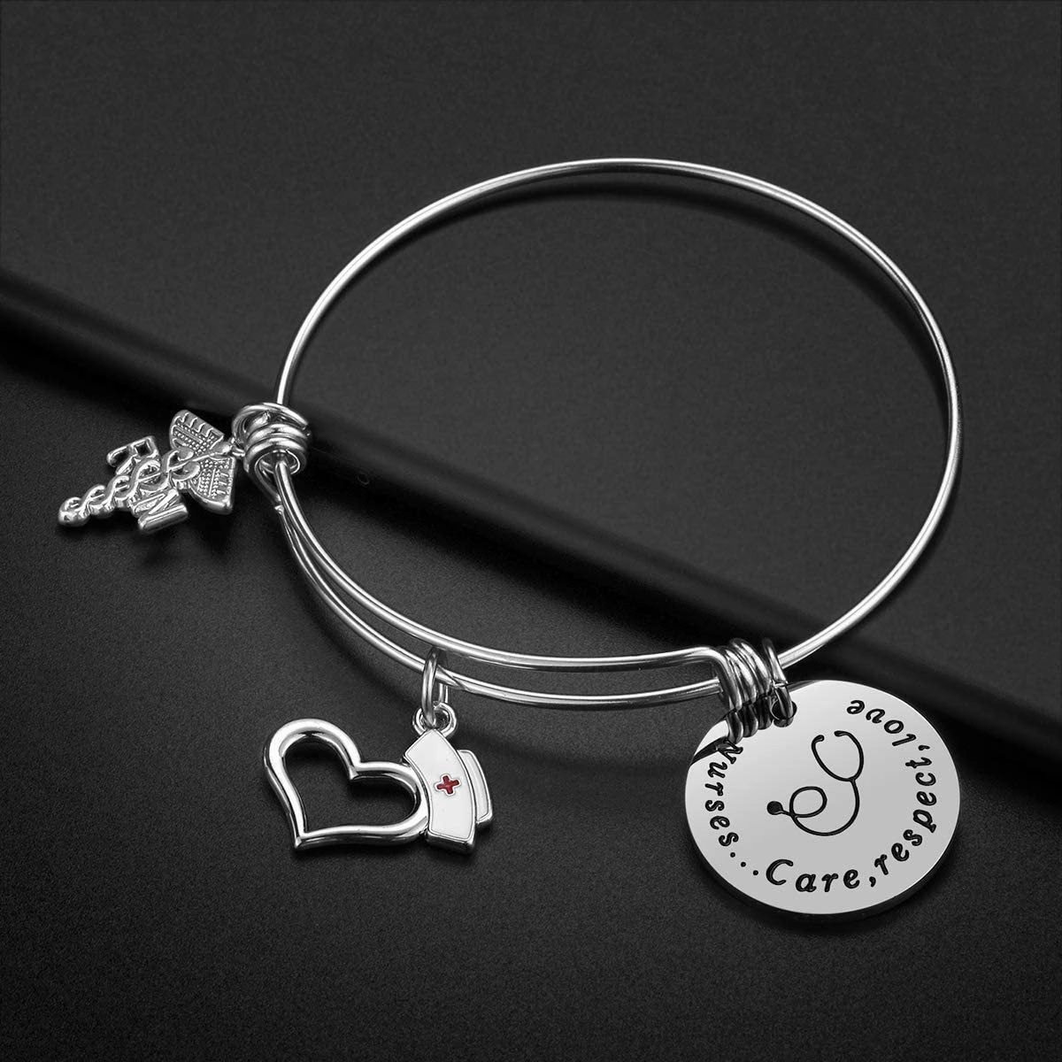 Wholesale Nurses Day Doctor Gift Retractable Coil Stainless Steel Bracelet