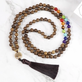 Wholesale Obsidian 108pcs Multilayer Tree of Life Tassel Pendant Bracelet