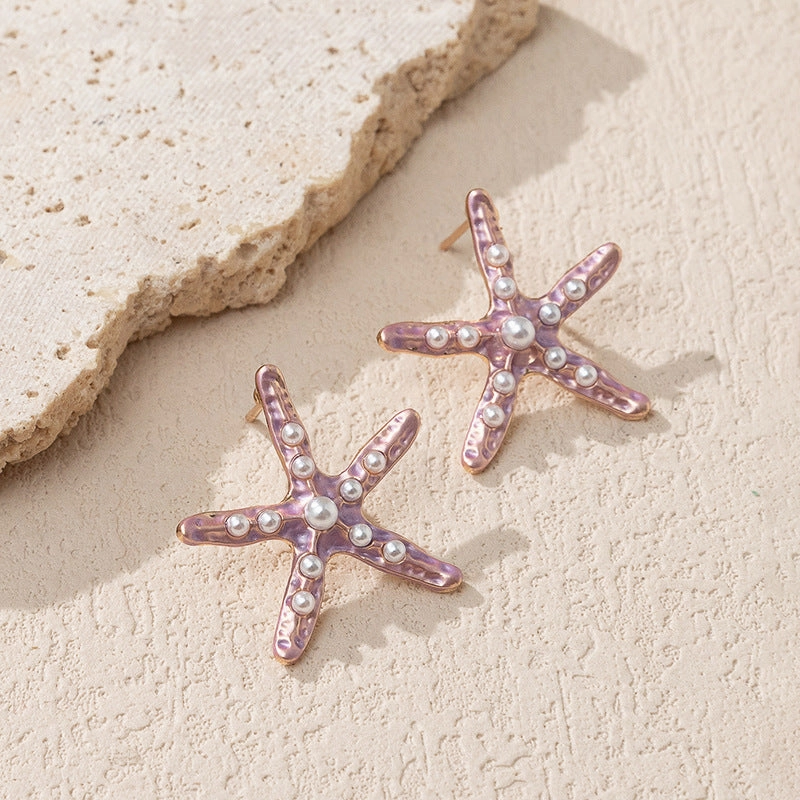 Wholesale Ocean Breeze Starfish Gradient Alloy Ear Studs
