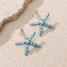 Wholesale Ocean Breeze Starfish Gradient Alloy Ear Studs