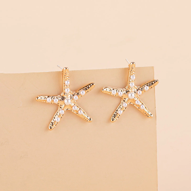 Wholesale Ocean Breeze Starfish Gradient Alloy Ear Studs