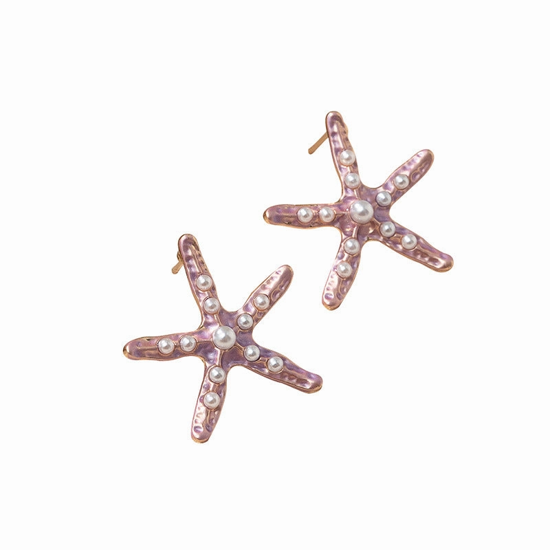 Wholesale Ocean Breeze Starfish Gradient Alloy Ear Studs