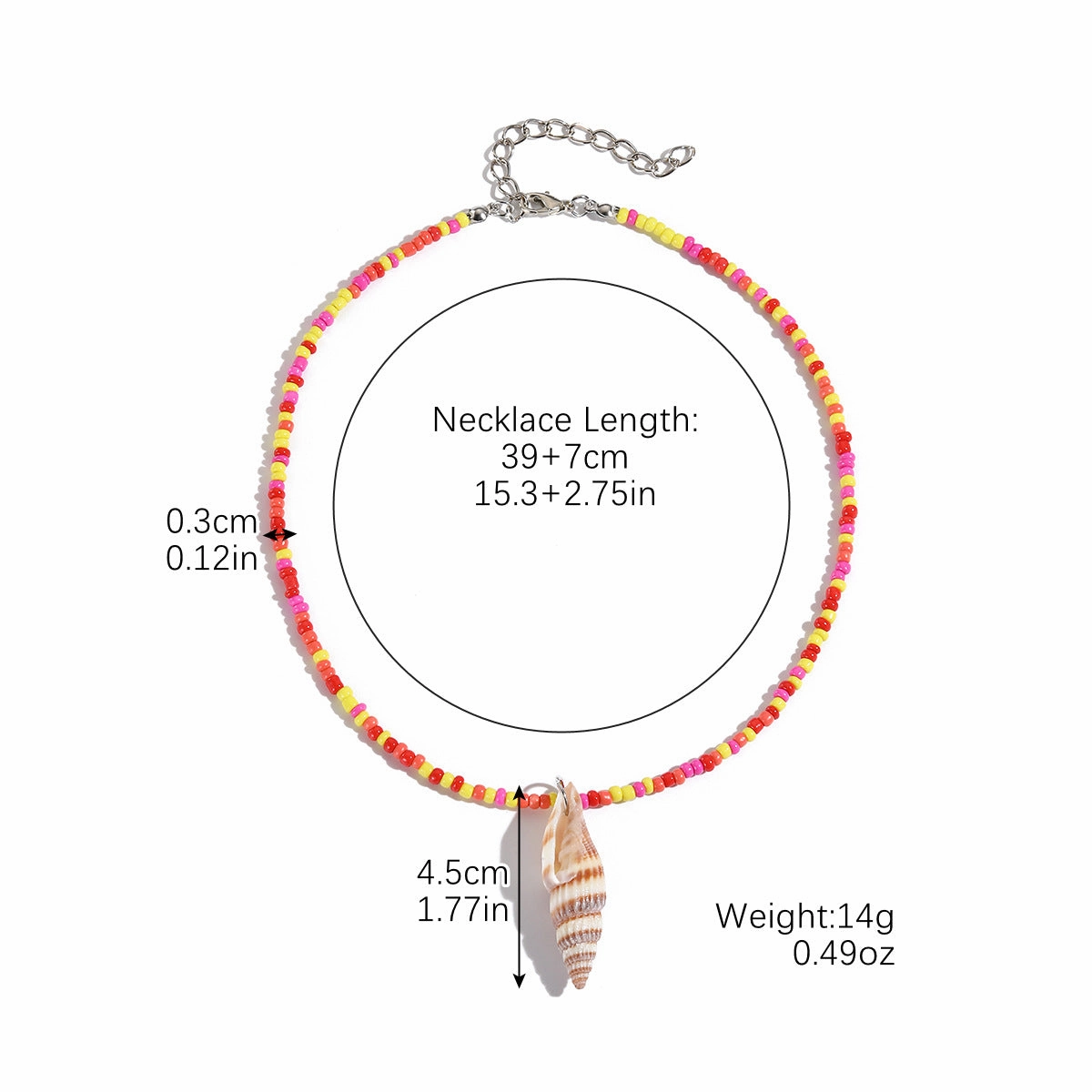 Wholesale Ocean Style Colorful Rice Beads Conch Shell Necklace