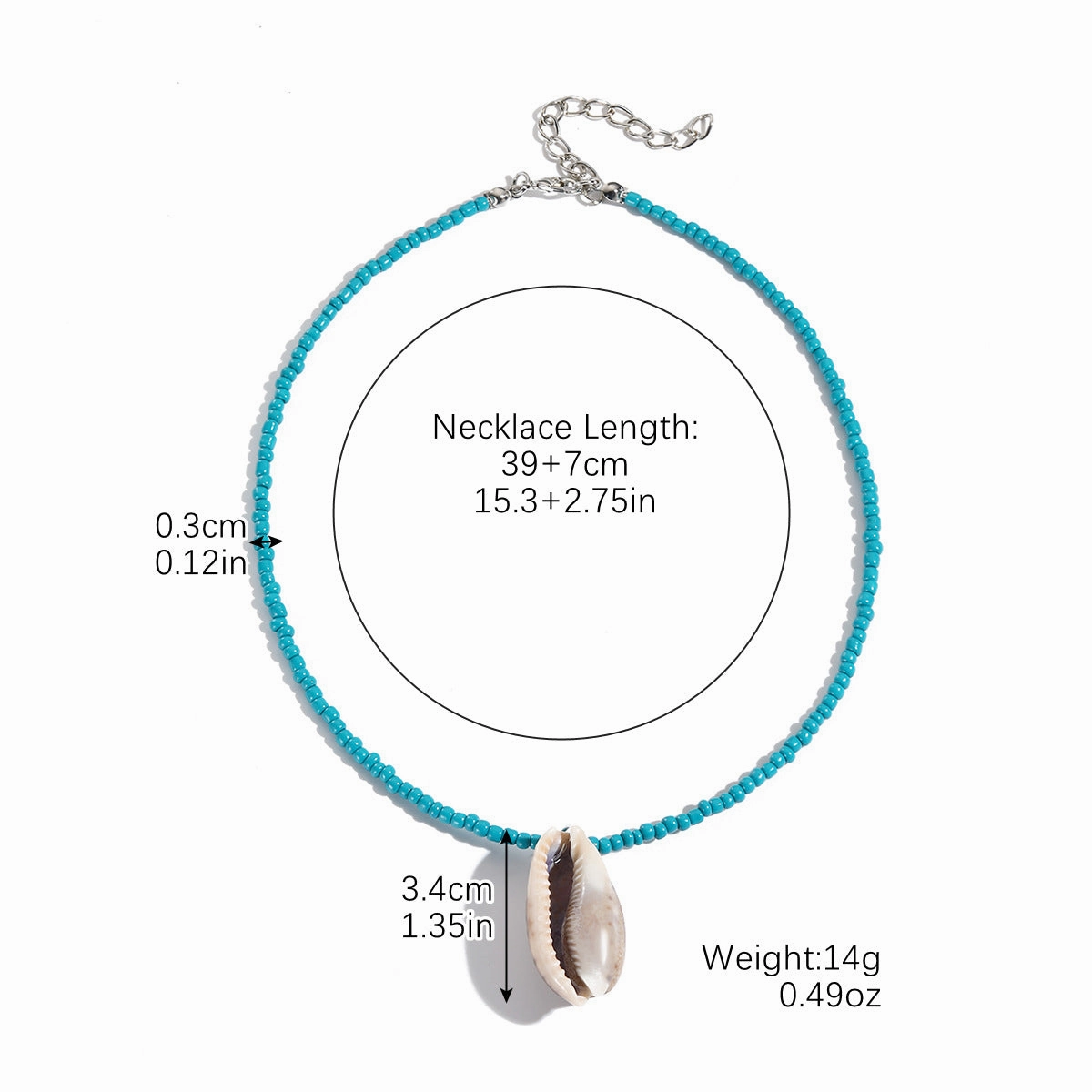 Wholesale Ocean Style Colorful Rice Beads Conch Shell Necklace