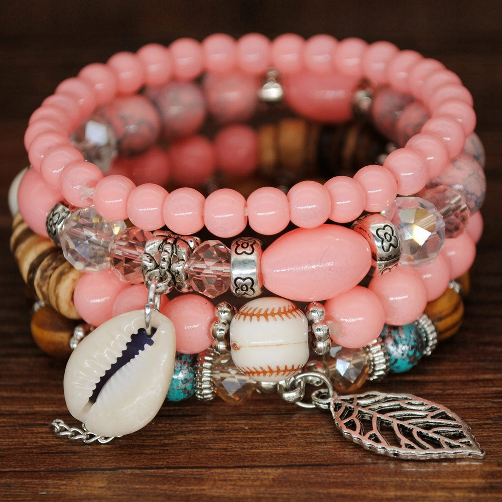 Wholesale Ocean Style Multilayer Beaded Crystal Bracelet