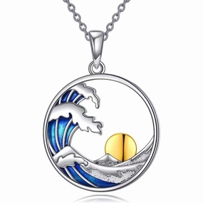 Wholesale Ocean Wave Sun Round Hollow Necklace