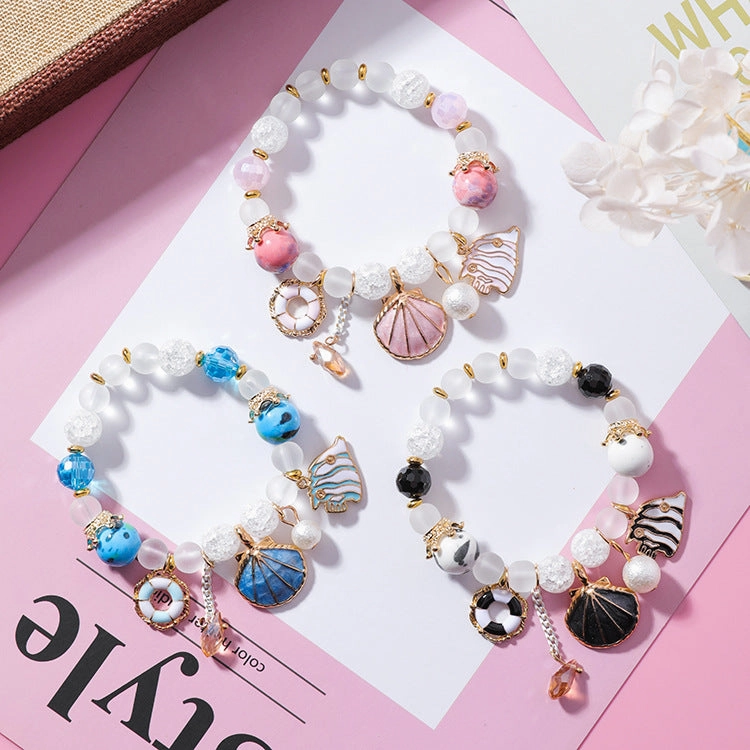 Wholesale Ocean Wind Seashell Glass Beads Bracelet
