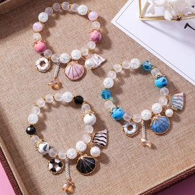Wholesale Ocean Wind Seashell Glass Beads Bracelet