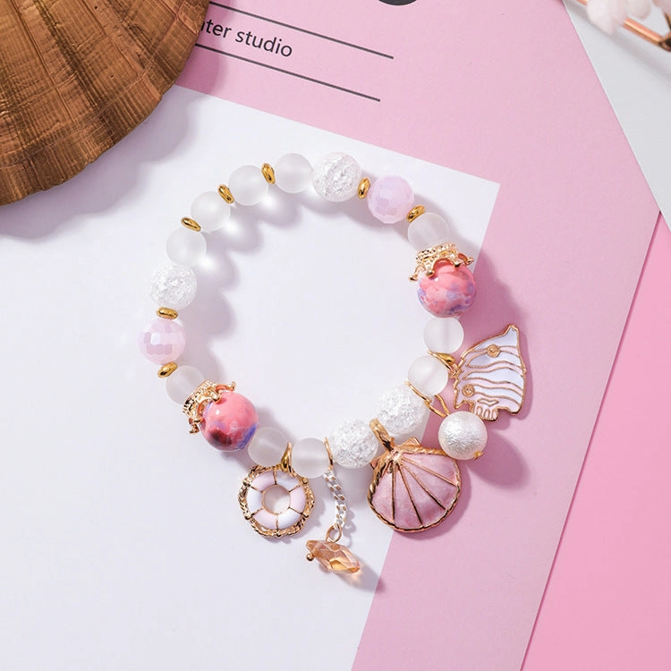 Wholesale Ocean Wind Seashell Glass Beads Bracelet