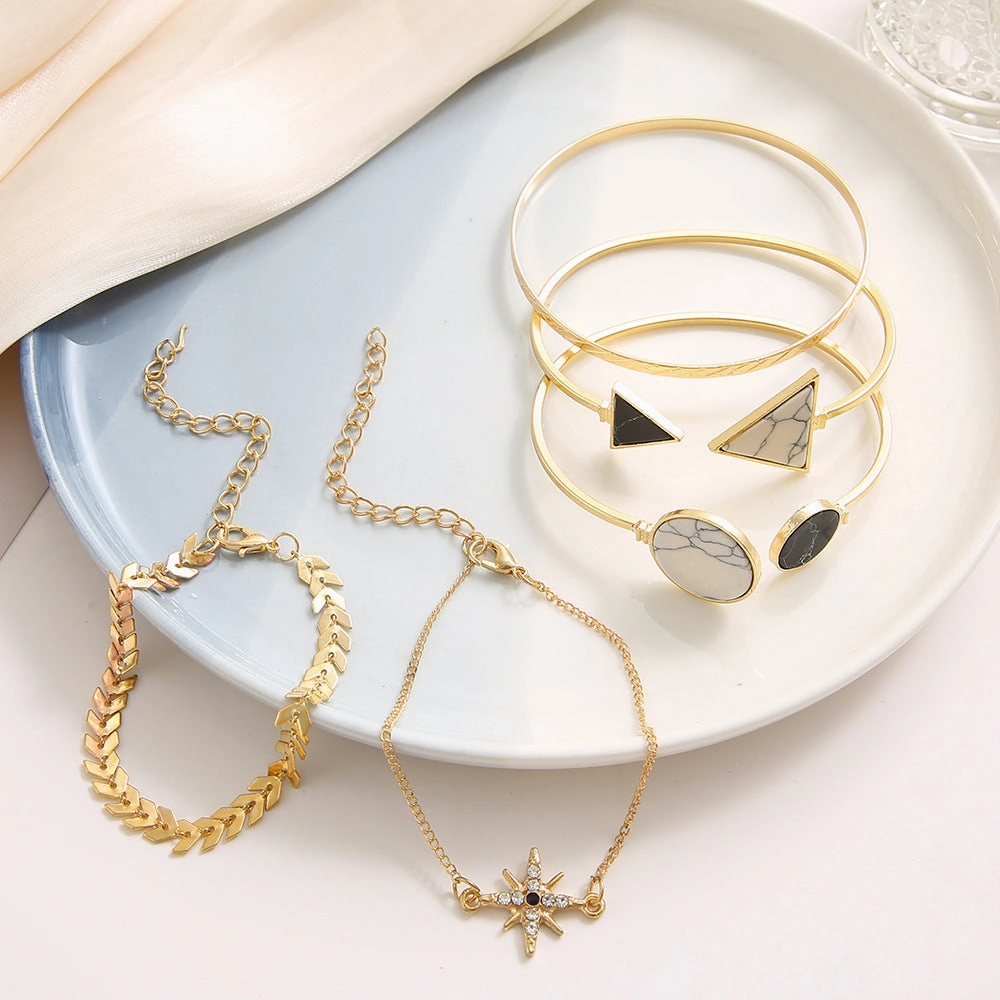 Wholesale Octagonal Arrow Alloy Bracelet Set of 5