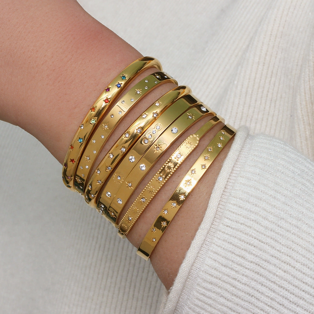 Wholesale Octagram Stainless Steel Gold Plated Bracelet