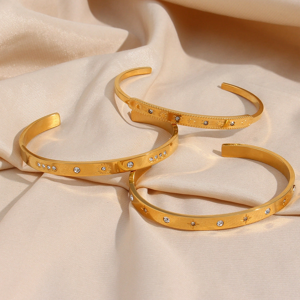 Wholesale Octet Star Round Zircon Stainless Steel Bracelet