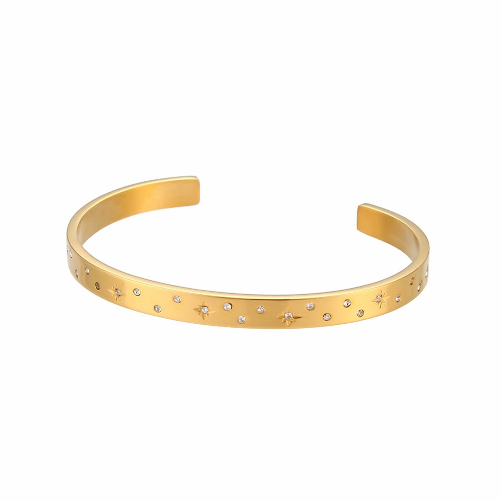 Wholesale Octet Star Round Zircon Stainless Steel Bracelet