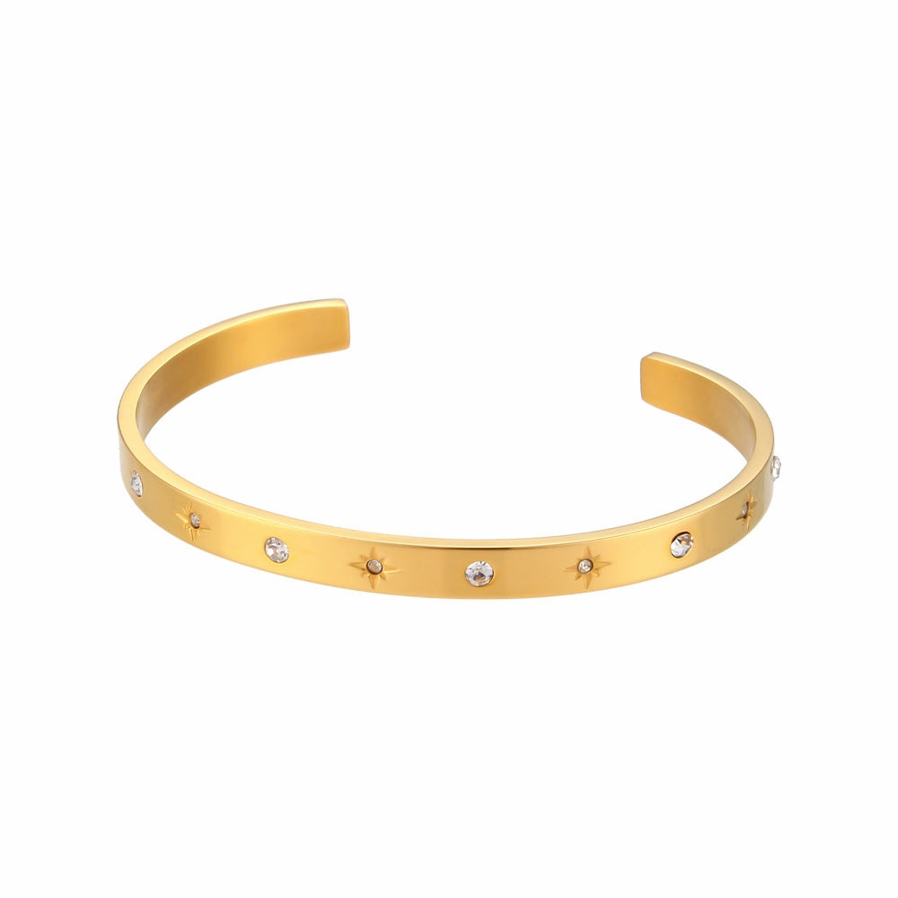 Wholesale Octet Star Round Zircon Stainless Steel Bracelet