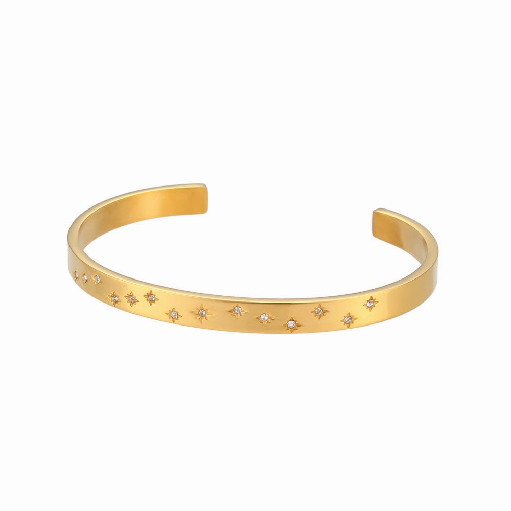 Wholesale Octet Star Round Zircon Stainless Steel Bracelet