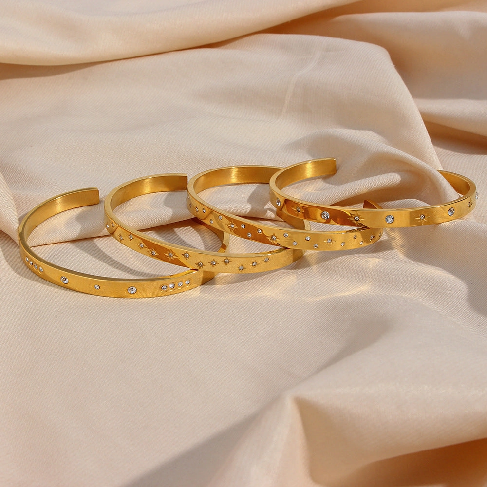 Wholesale Octet Star Round Zircon Stainless Steel Bracelet