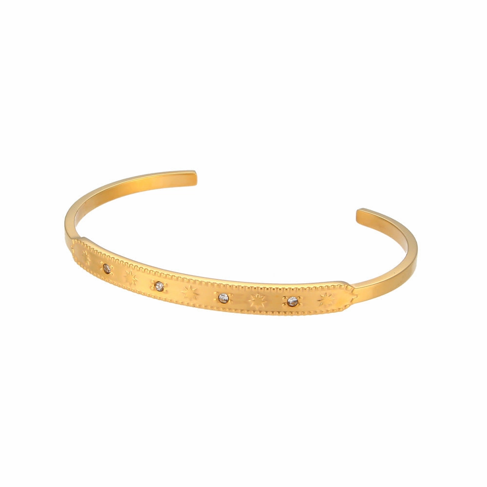 Wholesale Octet Star Round Zircon Stainless Steel Bracelet