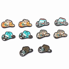 Wholesale of 10PCS/PACK Western Animal Pattern Denim Hat Acrylic Earrings