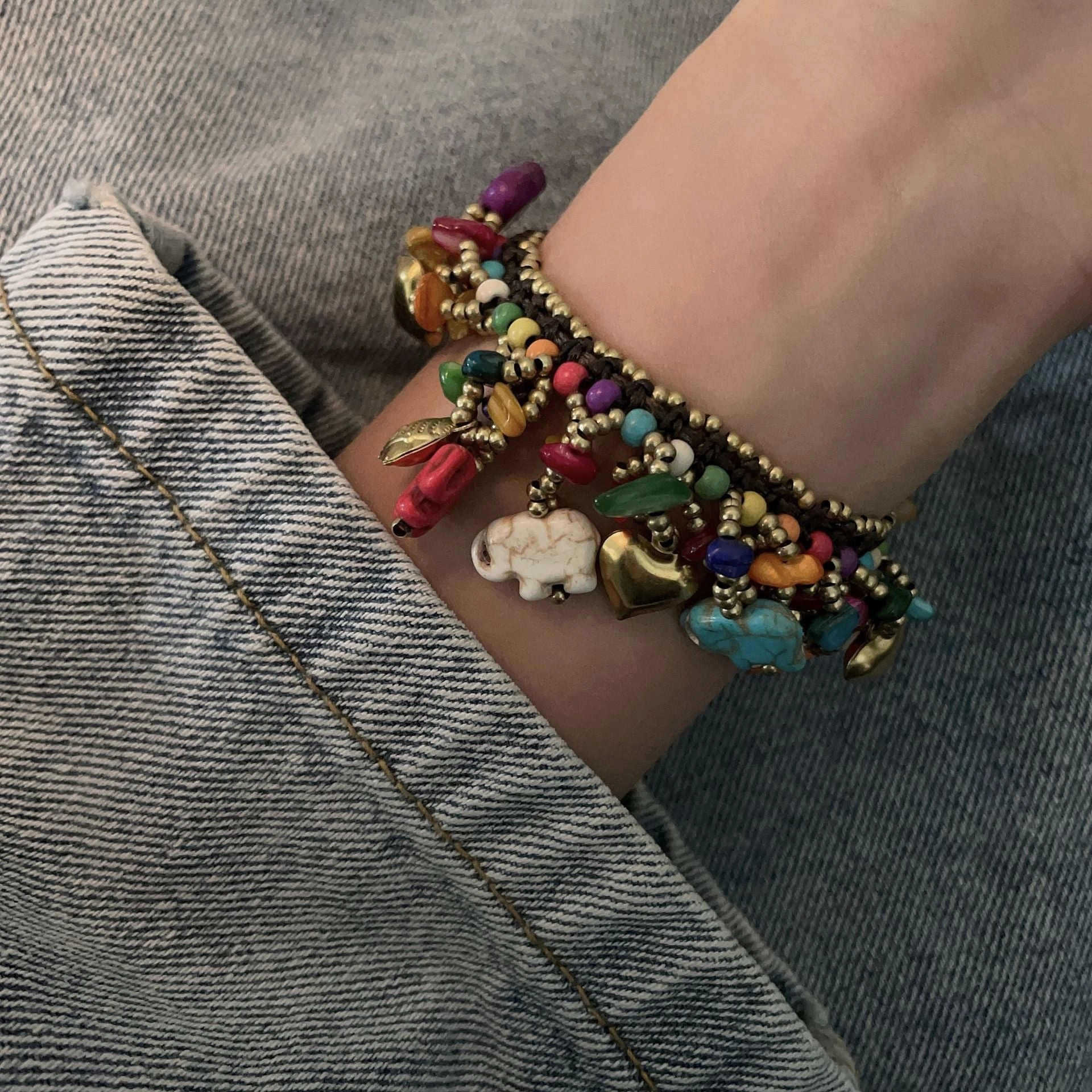 Wholesale of Ancient Works Woven with Exotic Beads and Ropes Bracelet