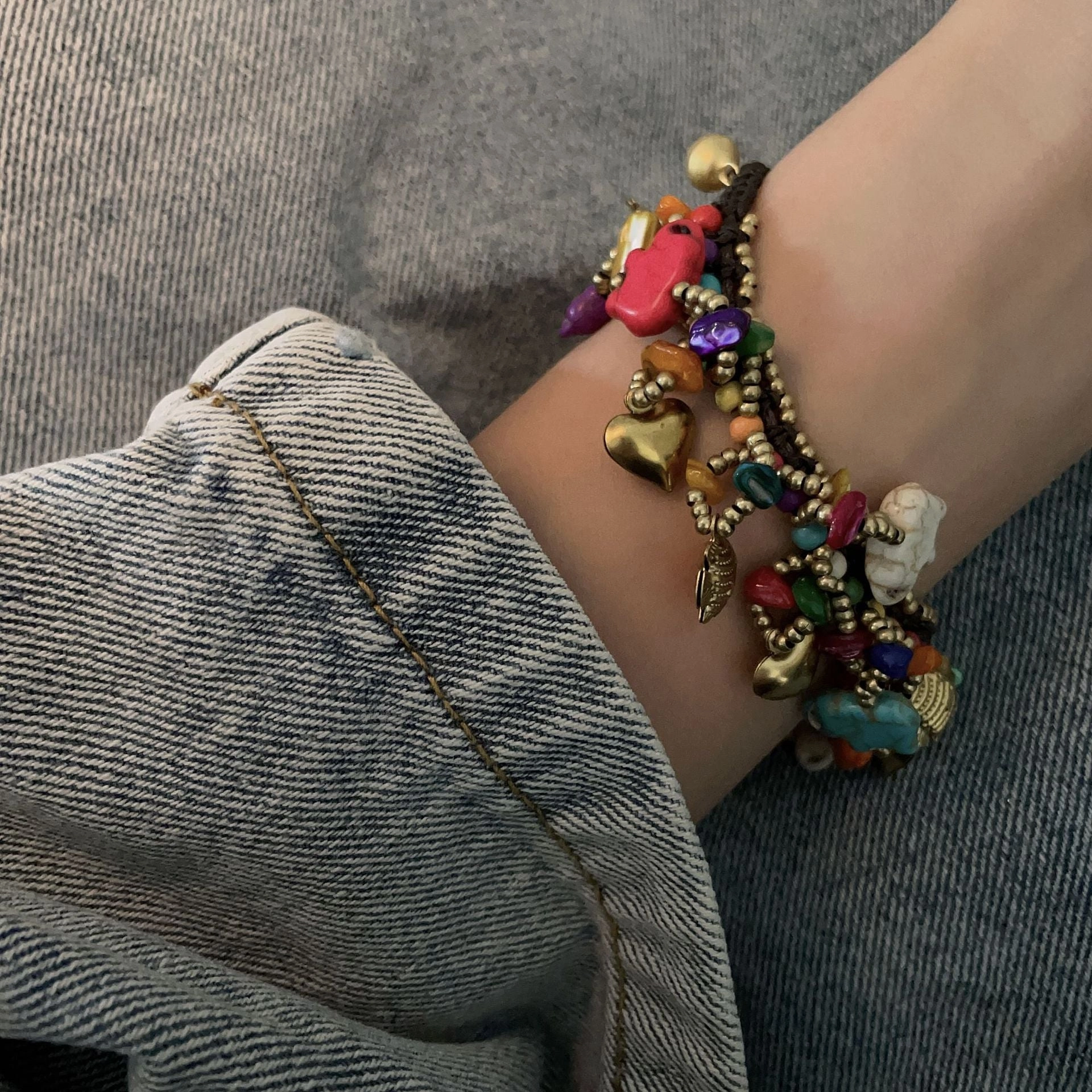 Wholesale of Ancient Works Woven with Exotic Beads and Ropes Bracelet