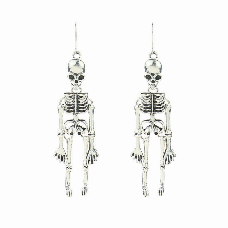 Wholesale of Halloween Gothic Skull Head Alloy Earrings