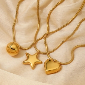 Wholesale of Large-sized Love Pentagonal Stainless Steel Necklaces