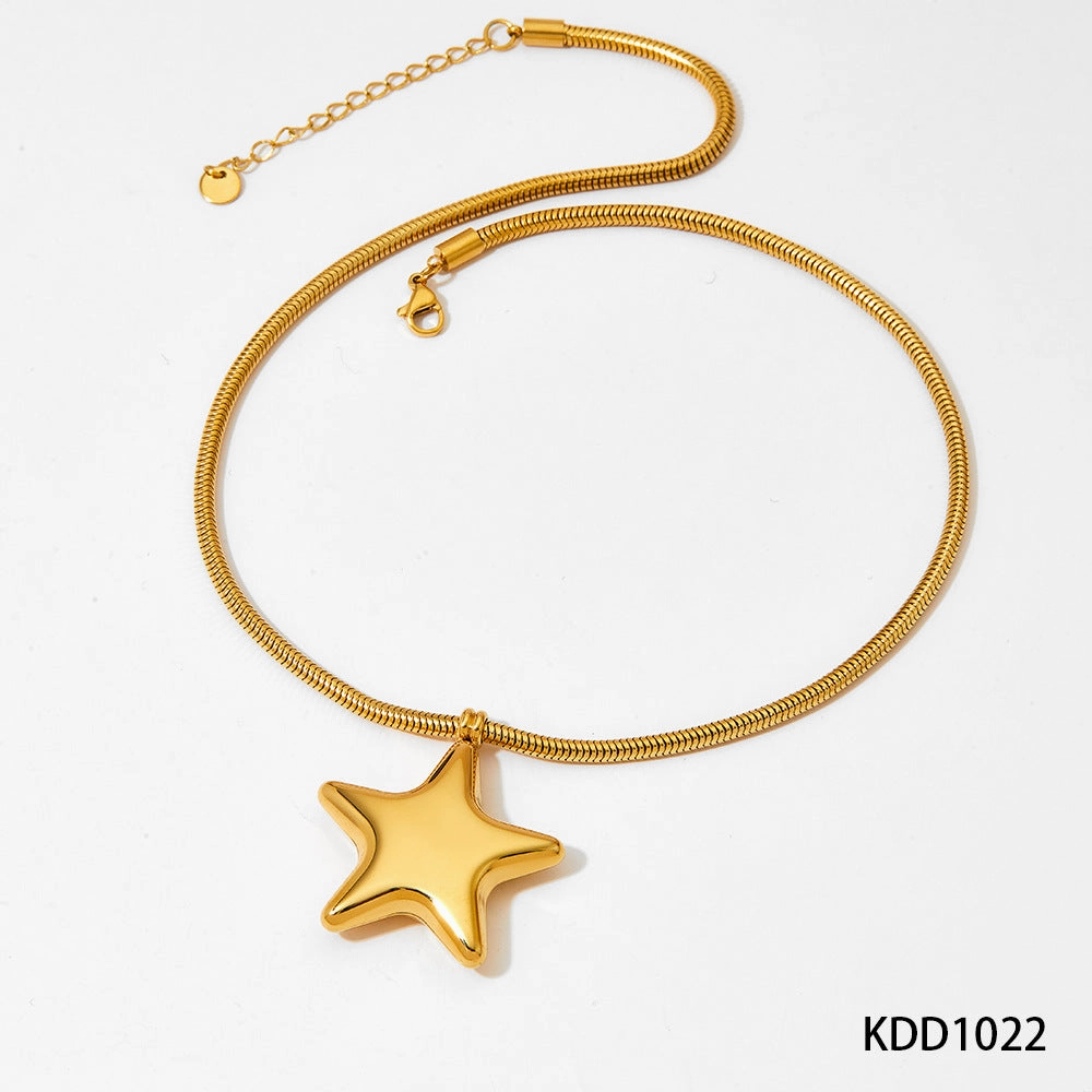 Wholesale of Large-sized Love Pentagonal Stainless Steel Necklaces