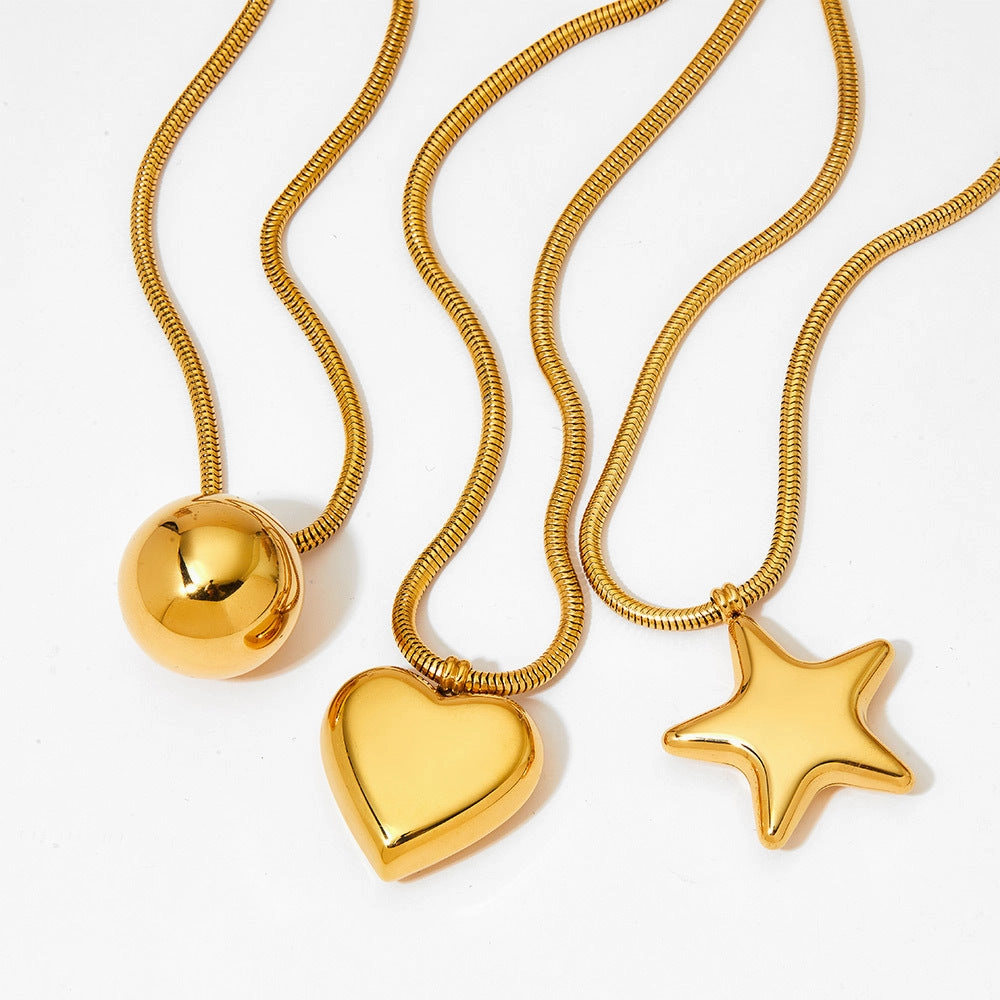 Wholesale of Large-sized Love Pentagonal Stainless Steel Necklaces