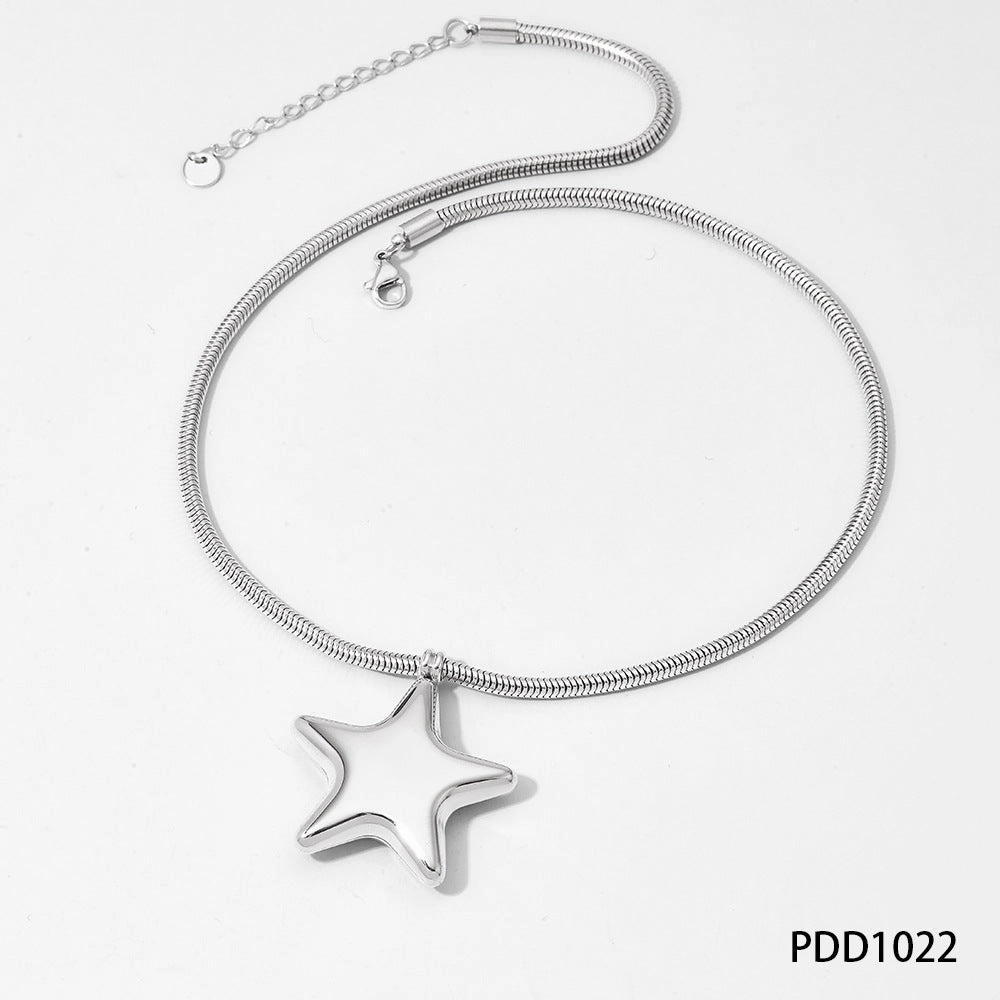Wholesale of Large-sized Love Pentagonal Stainless Steel Necklaces