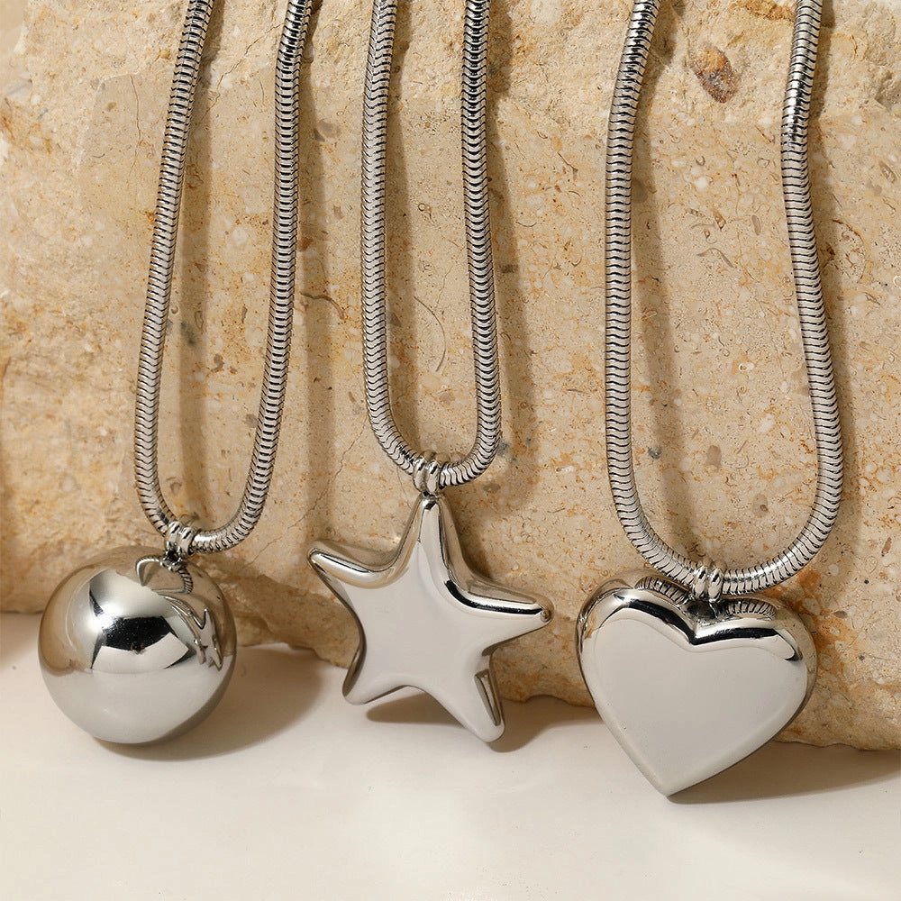 Wholesale of Large-sized Love Pentagonal Stainless Steel Necklaces