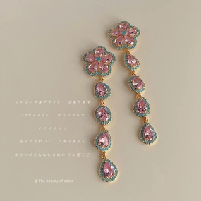 Wholesale of Long Copper Inlaid Zircon Earrings