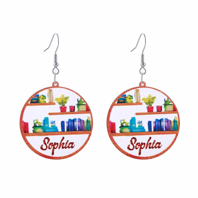 Wholesale of Love Cloud Bookshelf Rabbit Squirrel Book Acrylic Earrings for The Beginning of School Season