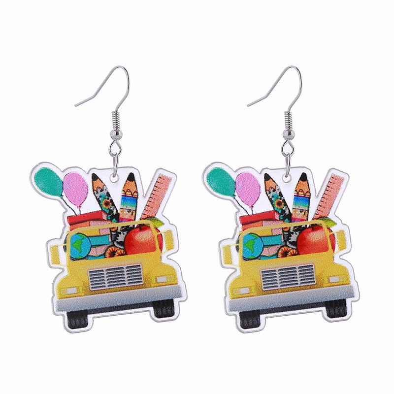 Wholesale of Love Cloud Bookshelf Rabbit Squirrel Book Acrylic Earrings for The Beginning of School Season