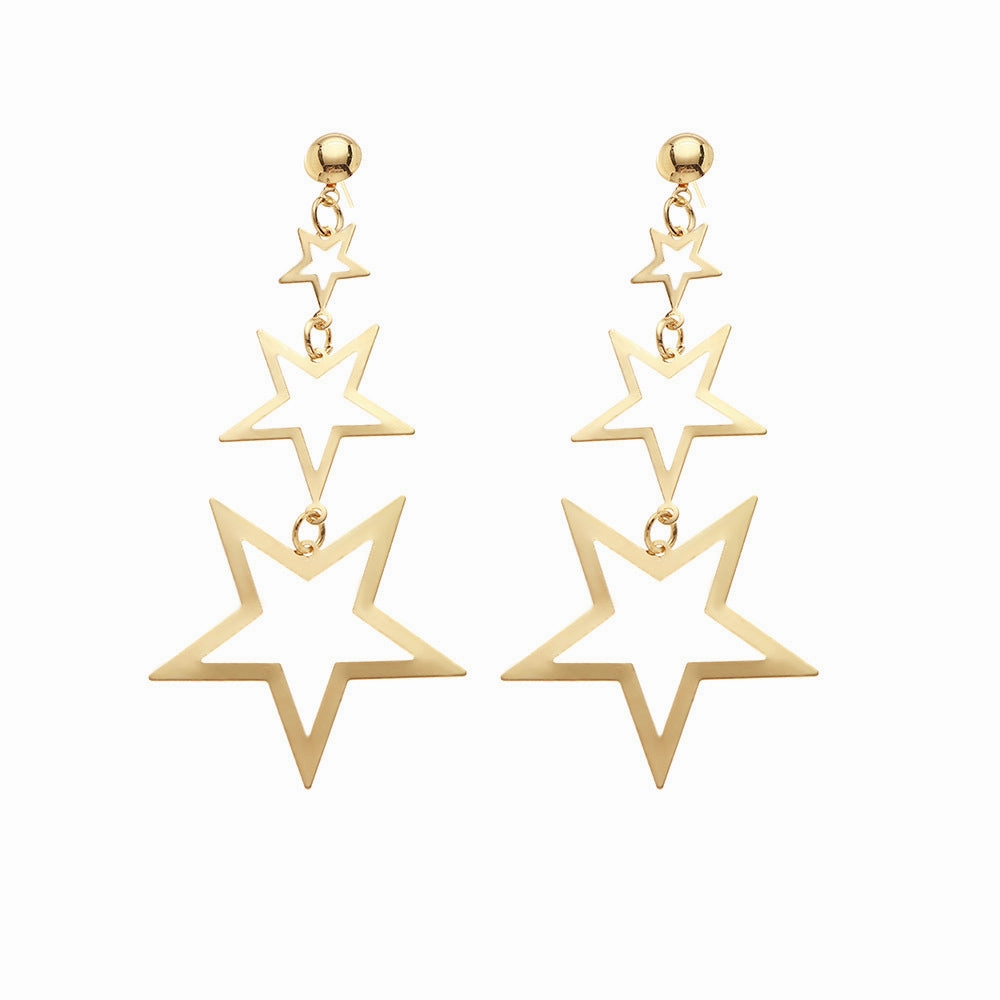 Wholesale of Multi-layer Pentagram Metal Earrings