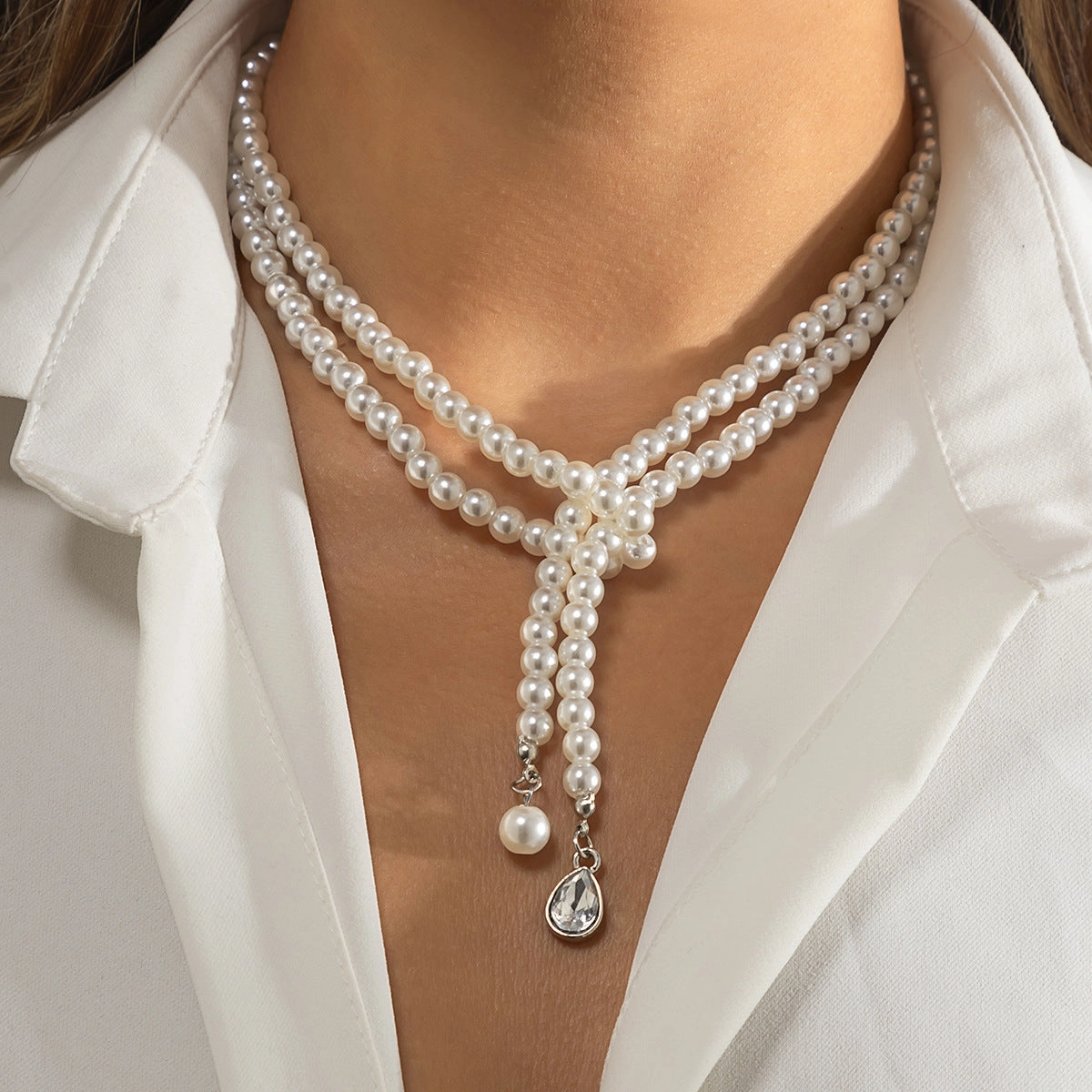 Wholesale of Multi-layer Rice Shaped Pearl Necklaces