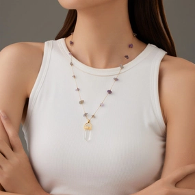 Wholesale of Natural Stone Chains, Fashionable and Versatile Titanium Steel Necklaces